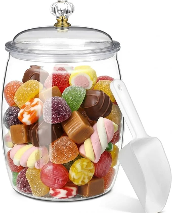 Relaxed Nuogo Large Candy Cookie Jar with Lid Plastic Apothecary Jars Large Food Storage Container Unbreakable Kitchen Storage Jar for Cookie Candy Snack and Dried Foods DIY Gift 1.5 Gallon 192 oz Official