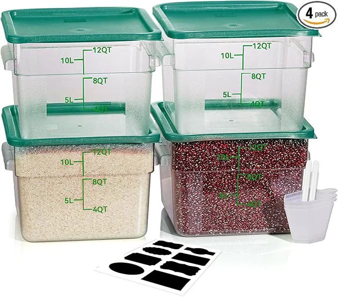Clean 12 Quarts Sous Vide Container 8 PCS Commercial Food Storage Containers with Lids - Clear Food Container with Scales Handles for Home Restaurant Kitchen Storage Pizza Bread Green N About ThisOverview Versatile