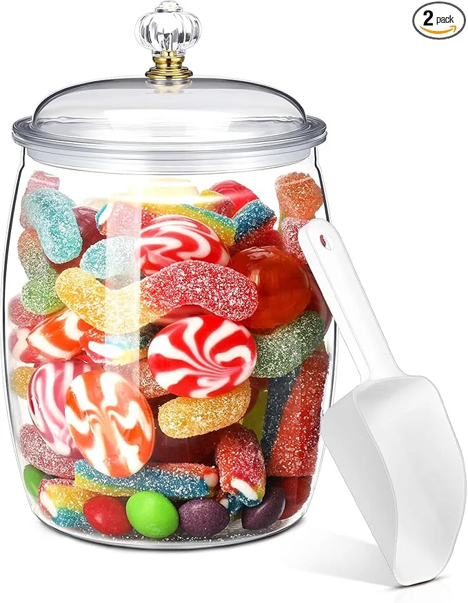 Relaxed Nuogo 0.5 Gallon 64 oz Candy Jar With Lid and Spoon Clear Cookie Container Candy Jar Large Airtight Apothecary Storage Organization for Wedding Home Kitchen Bar Functional