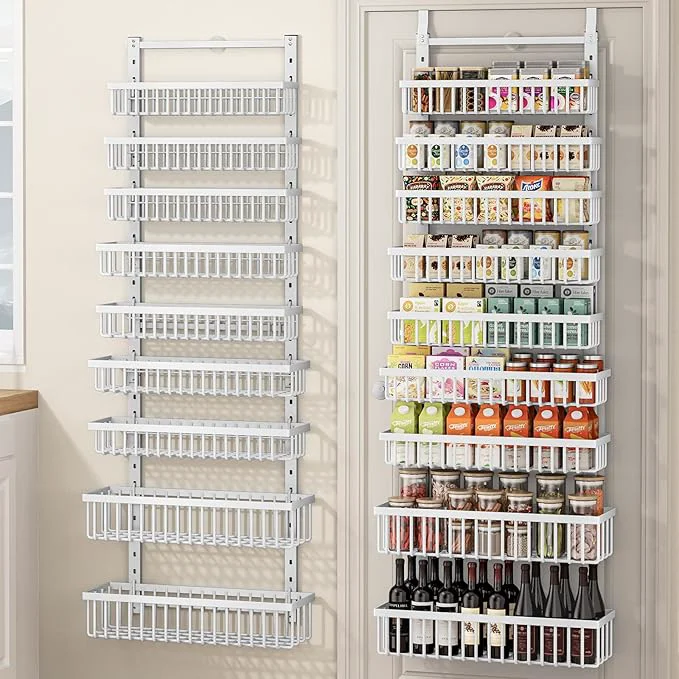 High-Performance 9 Tier Over The Door Pantry Organizer 2 in 1 Wall Mount or Hanging Spice Rack with Adjustable Basket Seasoning Organizer and Storage for Kitchen Cabinet Closet BathroomAbout ThisOverview Exclusive
