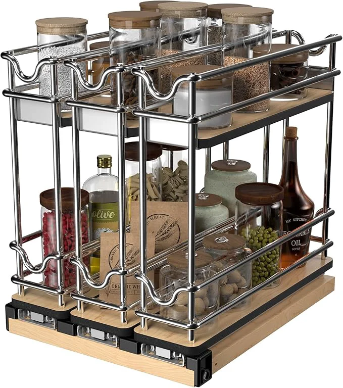 Sophisticated Rev-A-Shelf 9 Pullout Organizer 2 Tier Triple Narrow Upright Shelf 5WU2-9N3-1About ThisOverview Elite