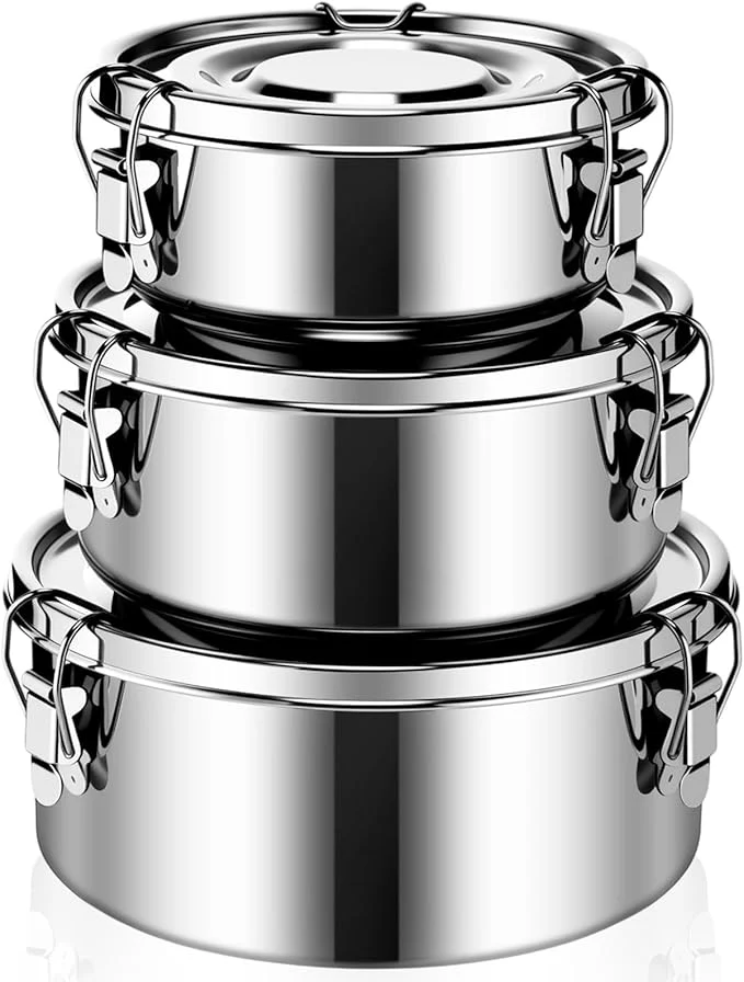 Selected 3 Pcs Small Stainless Steel Bento Box Reusable 304 Stainless Steel Food Storage Containers with Lockable Clips to Leak Proof Dishwasher Safe 54 Oz 74 Oz 101 Oz About ThisOverview Advanced