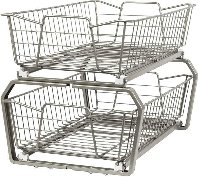 Casual ClosetMaid 11 in. Pull Out Cabinet Organizer 2 Tier Heavy Duty Slide Out Pantry Shelves Drawers for Kitchen Bathroom NickelAbout ThisOverview Sophisticated