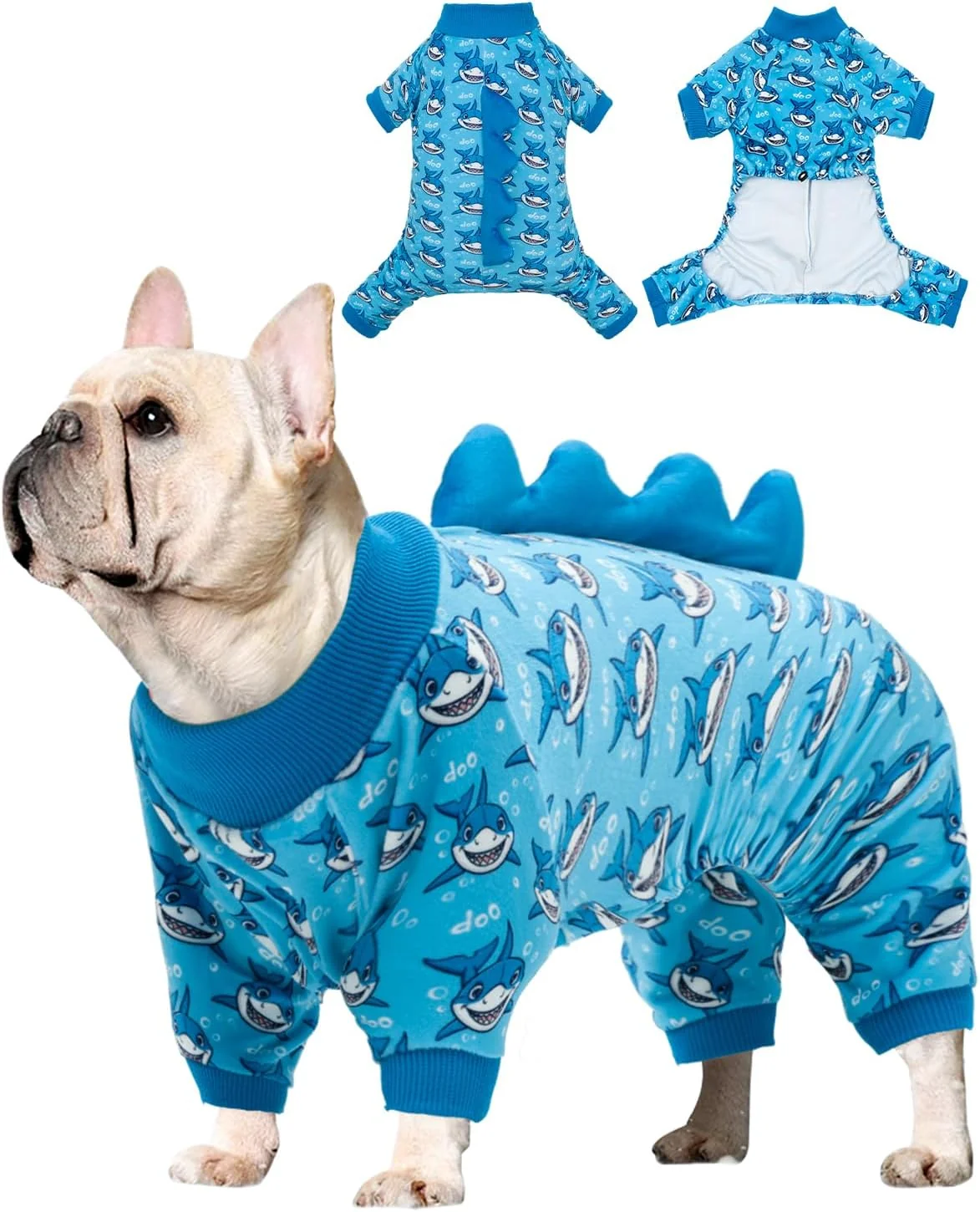 Casual CuteBone Shark Costume Dog Pajamas Stretchy Spandex Crystal Velvet Sleepwear Coat for Small Dogs Soft Warm Pet Outfit Clothes for Cold Weather Cozy Pullover Design COSP07S Consistent