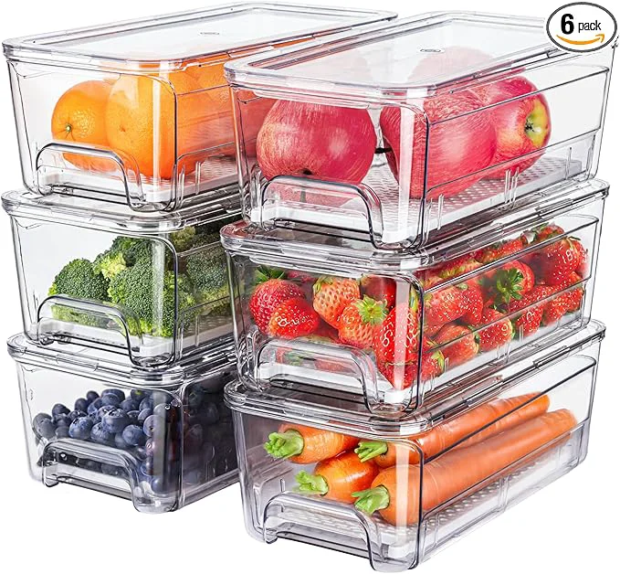 Original 6-Pack Fridge Drawer Organizer Pull-out Stackable Refrigerator Organizers and Storage Clear Fruit Storage Containers Bins with Drain Tray for Kitchen Cabinet Pantry OrganizationAbout ThisOverview Classic