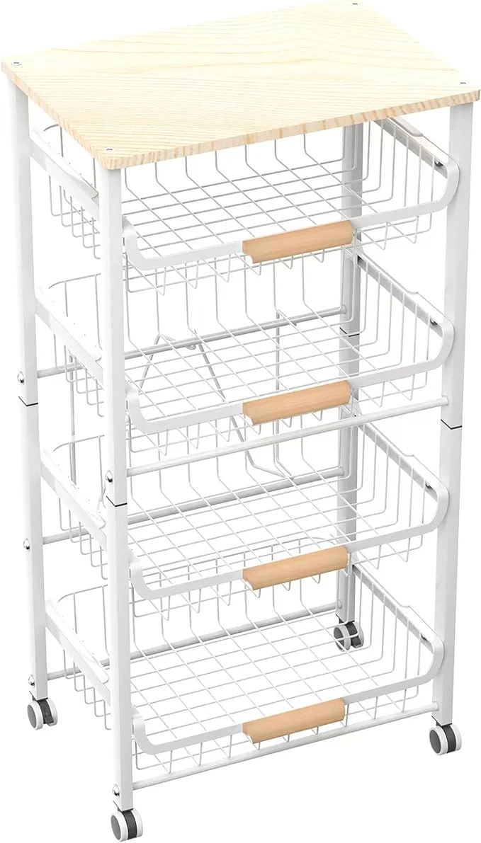 Clean 5-Layer Fruit Basket Kitchen Food Storage Organizer and Storage Rack Stackable Storage cart with Desktop Pull-Out Hollow Metal Storage Basket Wheeled Sorting Rack Spice RackAbout ThisOverview Next-Generation