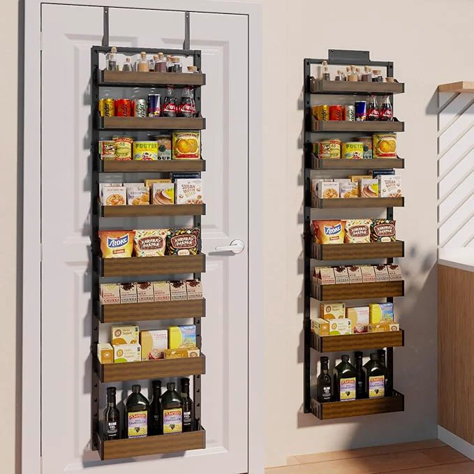 Classic 8-Tier Over The Door Pantry Organizer Spice Rack Wall Mount with No-Shake Design Adjustable Baskets Hanging Seasoning Shelves Storage Organization for Kitchen Cabinet ClosetAbout ThisOverview Reliable