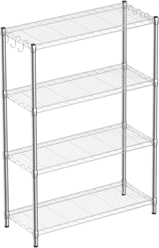 Responsible 4-Shelf Adjustable Metal Shelf Wire Shelving Unit Storage Rack Display Shelf for Office Kitchen Bedroom Bathroom Laundry Pantry Basement Garage Chrome 36 L x 14 W x 54 H About ThisOverview Long-Lasting