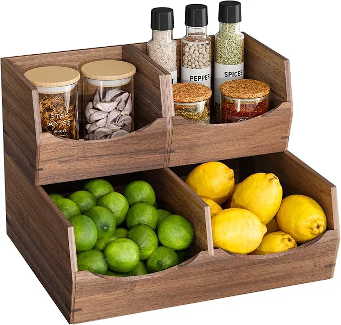 Fine Seville Classics Premium Organizer Storage Bins for Kitchen Silverware Pantry Closet Office Desk Pens Utensils Makeup K Cup Acacia Stackable Bin Set 3 Piece About ThisOverview Fine Crafted