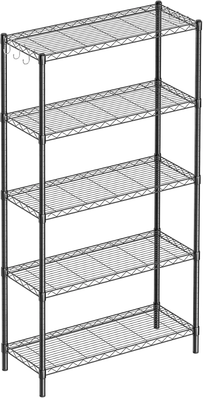 Trusted 5-Shelf Adjustable Metal Shelf Wire Shelving Unit Storage Rack Display Shelf for Office Kitchen Bedroom Bathroom Laundry Pantry Basement Garage Black 36 L x 14 W x 72 H About ThisOverview Elite