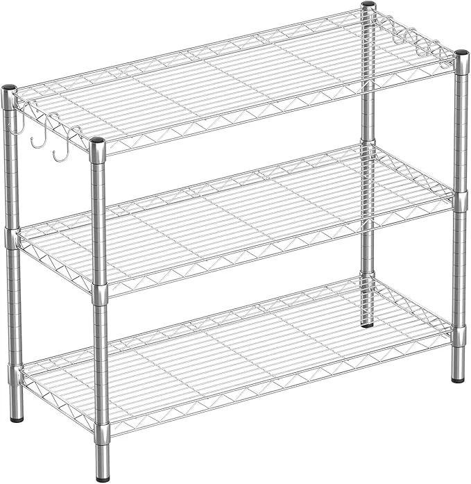 Professional 3-Shelf Adjustable Metal Shelf Wire Shelving Storage Rack for Office Kitchen Bedroom Bathroom Laundry Pantry Basement Garage Chrome 36 L x 14 W x 30 H About ThisOverview Comfortable