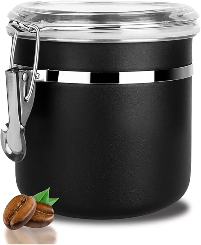 Sustainable Stainless Steel Food Container with Clear Lids Airtight Storage Container Stackable Small Canisters Kitchen Pantry Storage for Ce Snacks Candy Herbs Spices Sugar Tea Black About ThisOverview Responsible