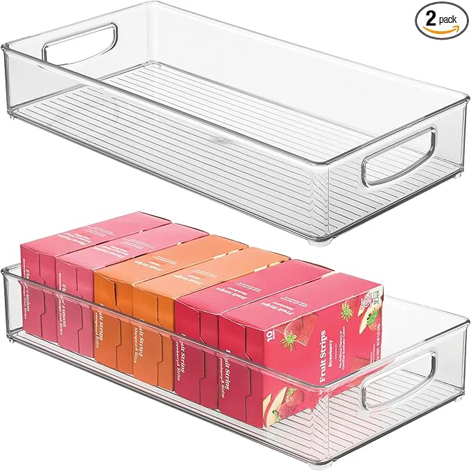 Top-Quality iDesign Stackable Clear Plastic Extra Long Pantry Organizers and Cabinet Storage Bins for Kitchen 2-PackAbout ThisOverview Smooth