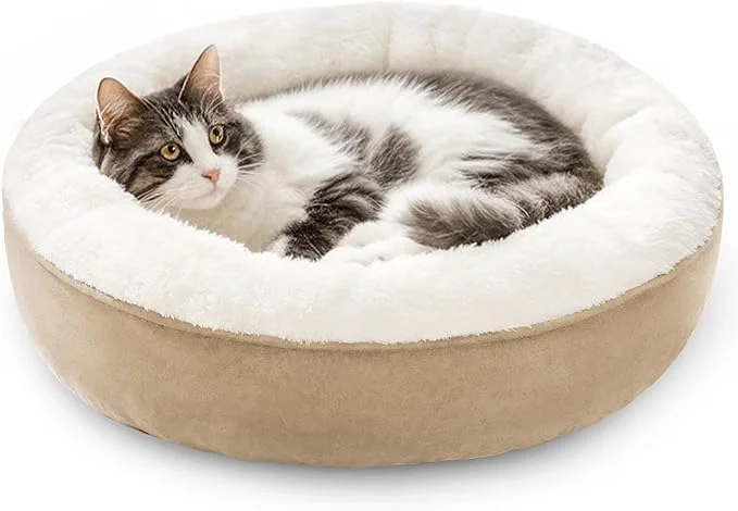 Effective Love's cabin Round Donut Cat and Dog Cushion Bed 20in Pet Bed Fast