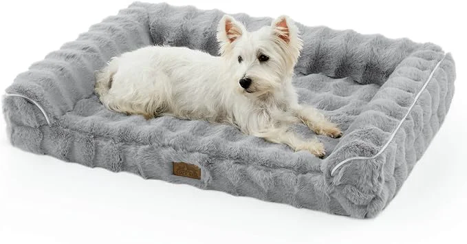 Stylish Faux Rabbit Fur Orthopedic Dog Bed Dog Bed Solid