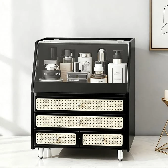 Green Large Cosmetic Storage Box Dustproof And Waterproof. Display Case with Drawers Countertop Vanity Organizer for Skincare Lipsticks Perfume – Bathroom Cosmetic Storage Display Box Black About ThisOverview Responsible