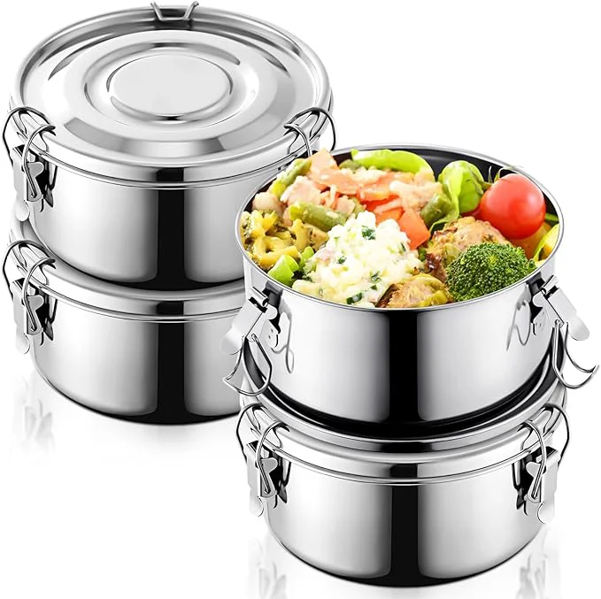 Relaxed 4 Pcs Stainless Steel Bento Box 54 oz Reusable 304 Stainless Steel Food Storage Containers with Lockable Clips to Leak Proof Dishwasher SafeAbout ThisOverview High-Grade