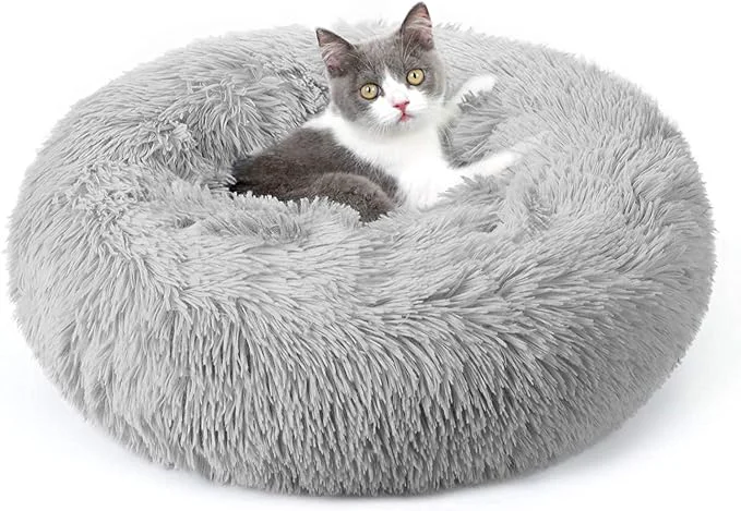 Carefully Designed rabbitgoo Cat Beds for Indoor 20 inches Machine Washable Fluffy Round Pet Bed Exceptional