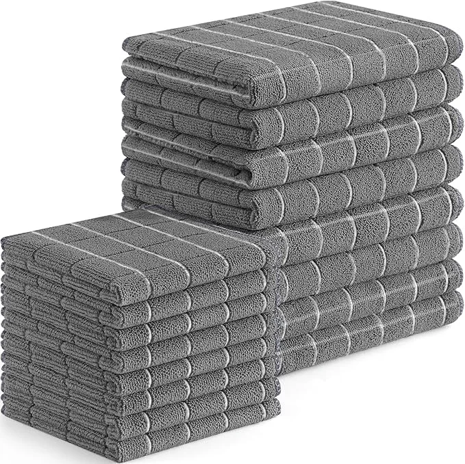 Authentic Homaxy Microfiber Kitchen Towels and Dishcloths Set 16 Pack Soft and Absorbent Dish Hand Towels Bulk 28 x 16 Inch 12 x 12 Inch Quick Drying Rags for Washing Dishes GreyAbout ThisOverview World-Class