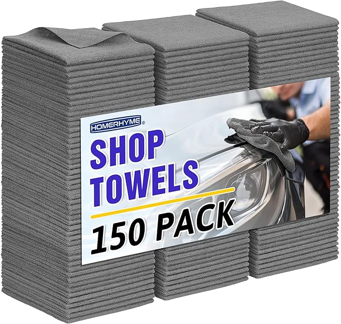 Recyclable HOMERHYME Microfiber Cleaning Cloth 150 Pack Grey Cleaning Rags Bulk All-Purpose Lint- Shop Towels Wipes Commercial Micro Fiber Cleaning Towels Washcloth for Car Garage Housekeeping 11.5 11.5 About ThisOverview Healthy
