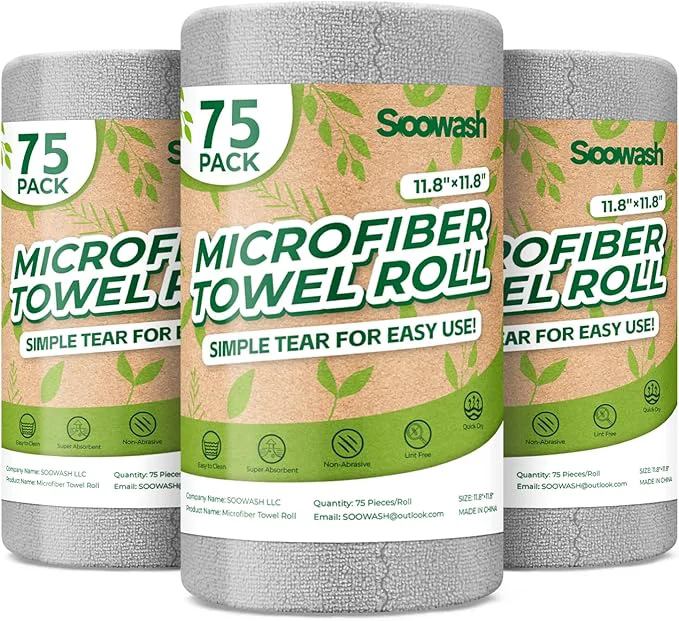 Expertly Made Microfiber Cleaning Cloths Roll 225 Pack Tear Away Microfiber Towels Roll 12 x 12 Lint Rags Reusable Cleaning Cloths Washable Scratch Ultra Absorbent Dish Rags Grey About ThisOverview Fine Crafted