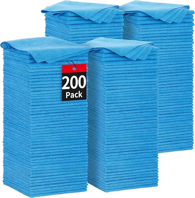 Elite HOMERHYME Microfiber Cleaning Cloth 200 Pack Blue Cleaning Rags Microfiber Towel Bulk Absorbent Lint- Wash Cloths All-Purpose Towels for Cars Shop Automotive Garage Home KitchenAbout ThisOverview Luxury