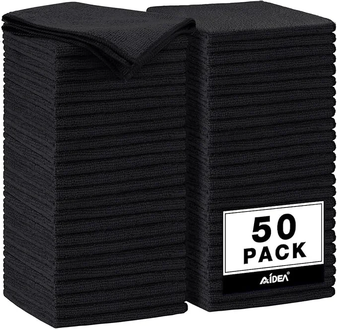 Environmentally Friendly AIDEA Microfiber Cleaning Cloth Black 50PK Microfiber Towels for Cars Premium Car Cloths Dusting Cloth Lint Cleaning Rags for SU House Kitchen Window Workshops 11.5×11.5 About ThisOverview Sophisticated