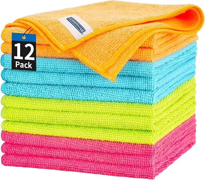 Authentic HOMERHYME Microfiber Cleaning Cloth 12 Pack Cleaning Rags 12 x 12 Microfiber Towel Lint Non-Abrasive Dusting Cloth Microfiber Towels for Cars Kitchen Garage House OfficeAbout ThisOverview Next-Generation