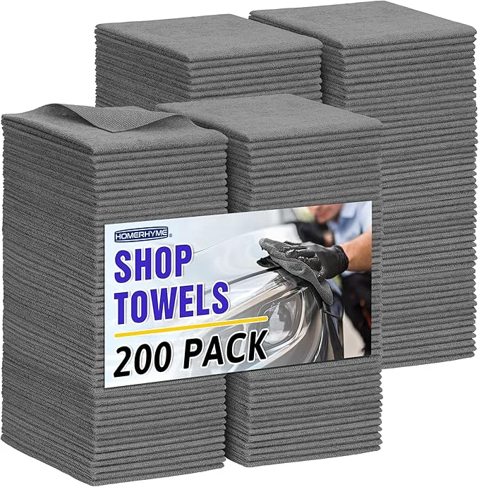 Functional HOMERHYME Microfiber Cleaning Cloth 200 Pack Grey Cleaning Rags Microfiber Towel Bulk Absorbent Lint- Wash Cloths All-Purpose Towels for Cars Shop Automotive Garage Home KitchenAbout ThisOverview Natural