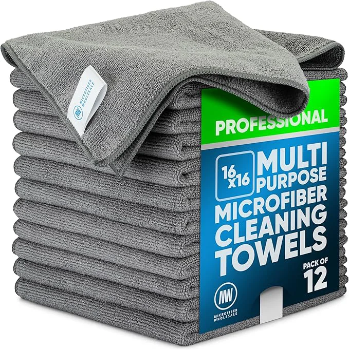 Original Design MW Pro Microfiber Cleaning Cloth Gray 12 Pack 16 x 16 All Purpose Microfiber Towels - Clean Dust Polish Scrub AbsorbentAbout ThisOverview Authentic