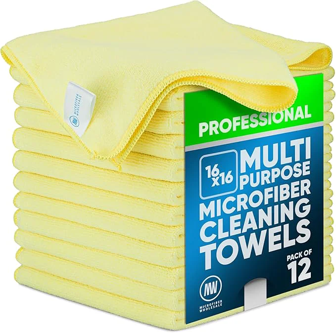 Official Microfiber Whole MW Pro 16x16 Commercial Cleaning Rags - Professional Janitorial Supplies for Dusting Office Heavy Duty Cleaning - Multi-Surface Dusters Yellow 12-Pack About ThisOverview Elegant