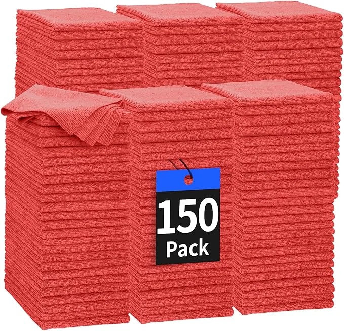 Responsible HOMERHYME Microfiber Cleaning Cloth 150 Pack Cleaning Rags Microfiber Towel Bulk Absorbent Lint- WashCloths All-Purpose Towels for Cars Shop Automotive Garage Home Kitchen 11.5 11.5 RedAbout ThisOverview Original