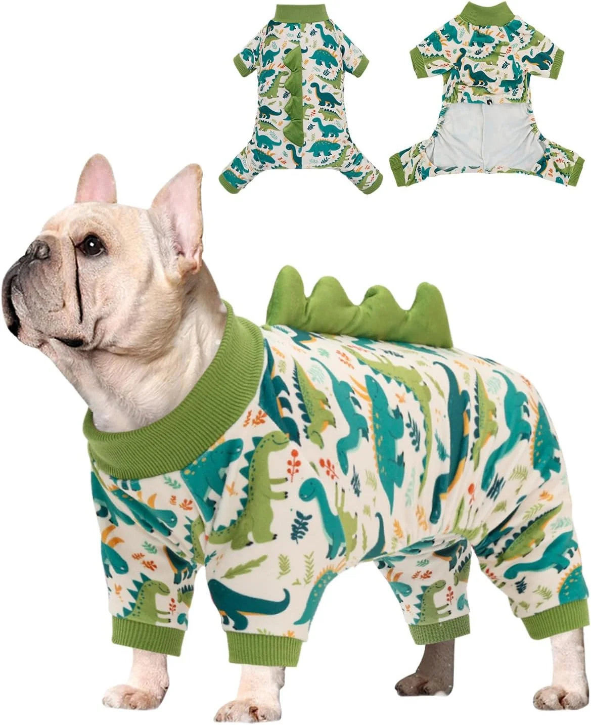 Versatile CuteBone Dinosaur Costume Dog Pajamas Stretchy Spandex Crystal Velvet Sleepwear Coat for Small Dogs Soft Warm Pet Outfit Clothes for Cold Weather Cozy Pullover Design COSP05XL Sophisticated
