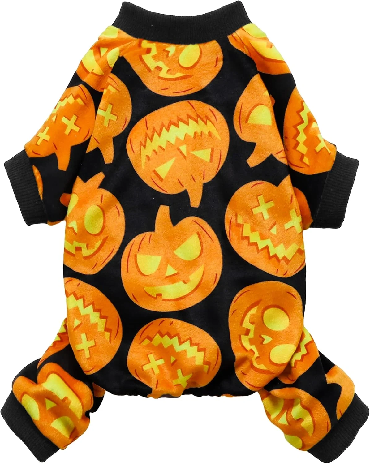 Casual Fitwarm Halloween Pumpkin Dog Pajamas Funny Dog Winter Clothes for Small Dogs Girl Boy Pet Jumpsuit Cat Halloween Costumes with Feet Lightweight Velvet Black Orange XL Fine Crafted