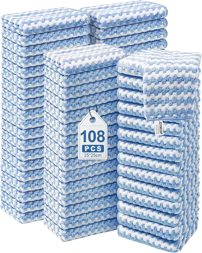 Reliable JOYMOOP 108 Packs Microfiber Cleaning Cloths 10 x 10 Reusable Kitchen Towels Lint- Cleaning Rags Super Absorbent Cleaning Cloths for Kitchen Car and Household Cleaning BlueAbout ThisOverview Flexible