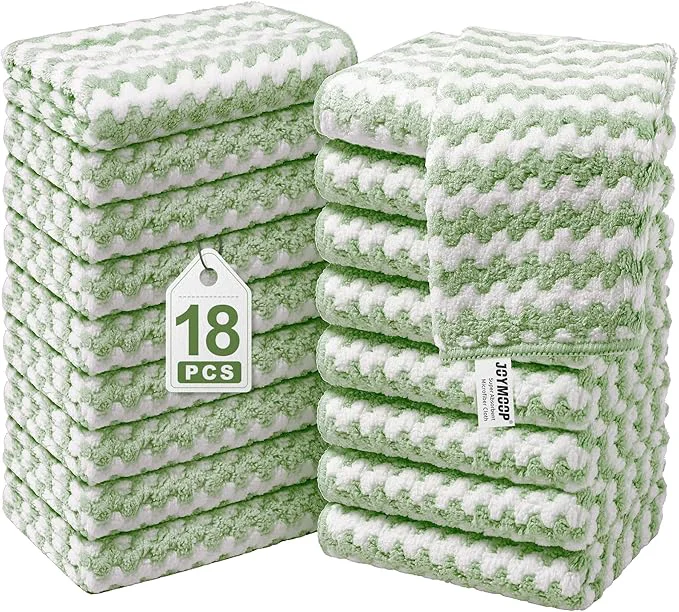 Optimized JOYMOOP Microfiber Cleaning Cloths – 18 Pack 10 x 10 Green – Reusable Lint- Super Absorbent Towels for Kitchen Car and Household CleaningAbout ThisOverview Classic