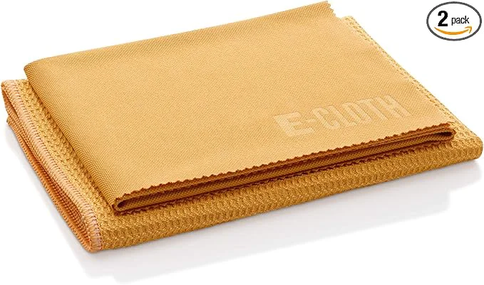 Versatile E-Cloth Microfiber Window Cleaning Cloth Kit - Glass Cleaning Cloth for Windows Mirrors Cars Lenses Eyeglasses More Streak Clean Machine Washable Reusable Towel - Tangerine Orange Premium