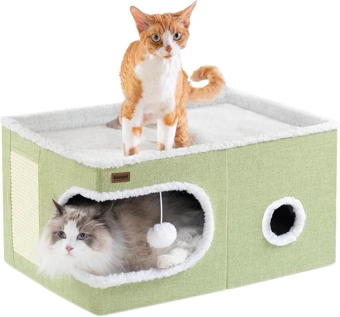 Convenient Cat Bed for Indoor Cats Cube House Covered Cat Cave Beds Furniture Trusted