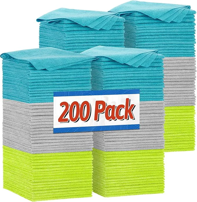 Green FIXSMITH Shop Towels Microfiber Cleaning Cloth Bulk 200 Pack Microfiber Towels for Cars All-Purpose Absorbent Cleaning Rags Dust Cloth for Automotive Mechanic Garage Bar 11.5 x 11.5 inchAbout ThisOverview Luxury