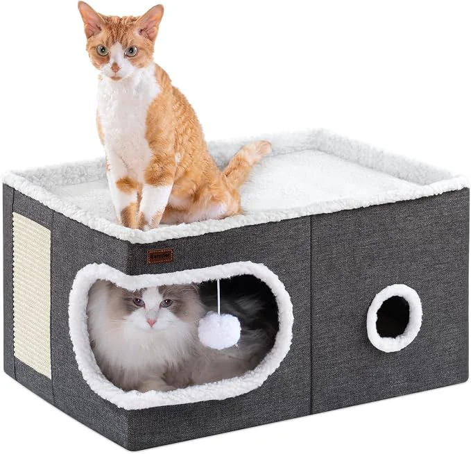 Reusable Cat Bed for Indoor Cats Cube House Covered Cat Cave Beds Furniture Healthy