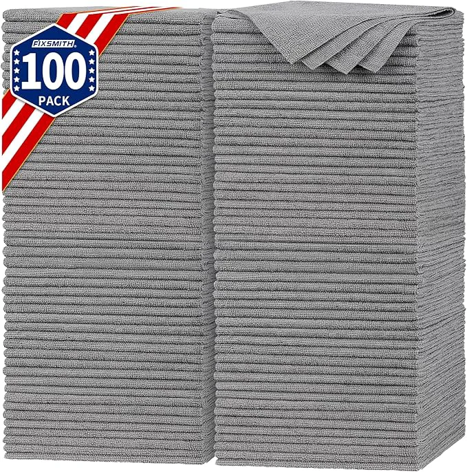 Responsible FIXSMITH Shop Towels Pack of 100 Grey Microfiber Cleaning Cloth Bulk Microfiber Towels for Cars All-Purpose Absorbent Cleaning Rags Dust Cloth for Automotive Mechanic Garage 11.5 x 11.5 inchAbout ThisOverview Carefully Designed
