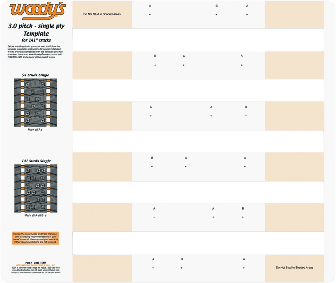 High-Performance WOODY'S Studding Template - Track - 141 - 3 Pitch 300S-TEMP Contemporary