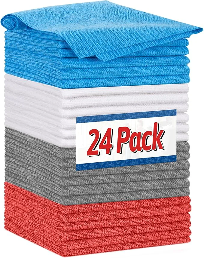 Breathable FIXSMITH Shop Towels Microfiber Cleaning Cloth Bulk 24 Pack Microfiber Towels for Cars All-Purpose Absorbent Cleaning Rags Dust Cloth for Automotive Mechanic Garage Bar 11.5 x 11.5 inchAbout ThisOverview Selected