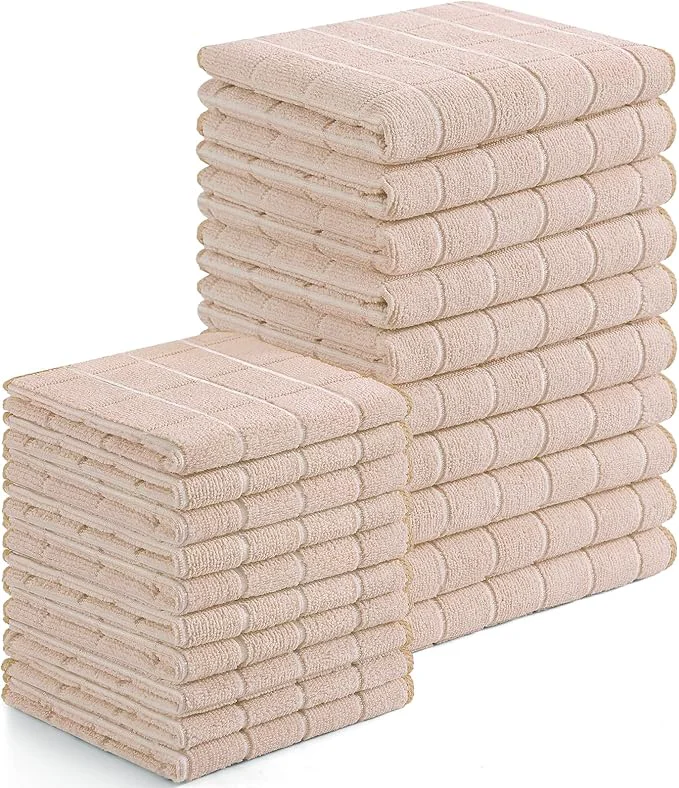 Superior Homaxy Microfiber Kitchen Towels and Dishcloths Set 20 Pack Soft and Absorbent Dish Hand Towels Bulk 28 x 16 Inch 12 x 12 Inch Quick Drying Rags for Washing Dishes BeigeAbout ThisOverview Smooth