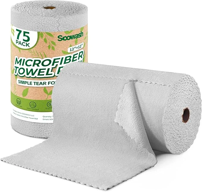 Verified Microfiber Cleaning Cloths Roll 75 Pack Tear Away Microfiber Towels Roll 12 x 12 Lint Rags Reusable Cleaning Cloths Washable Scratch Ultra Absorbent Dish Rags Grey About ThisOverview Efficient