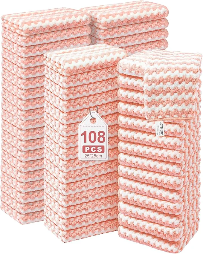 Modern JOYMOOP 108 Packs Microfiber Cleaning Cloths 10 x 10 Reusable Kitchen Towels Lint- Cleaning Rags Super Absorbent Cleaning Cloths for Kitchen Car and Household Cleaning PinkAbout ThisOverview Pure