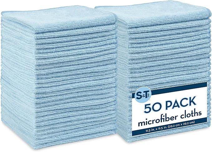 Pure S T INC. 50 Pack Microfiber Cleaning Cloth Bulk Towels for Home Reusable Microfiber Towels for Cars Cleaning Rags Light Blue 11.5 Inches x 11.5 Inches 50 CountAbout ThisOverview Dependable