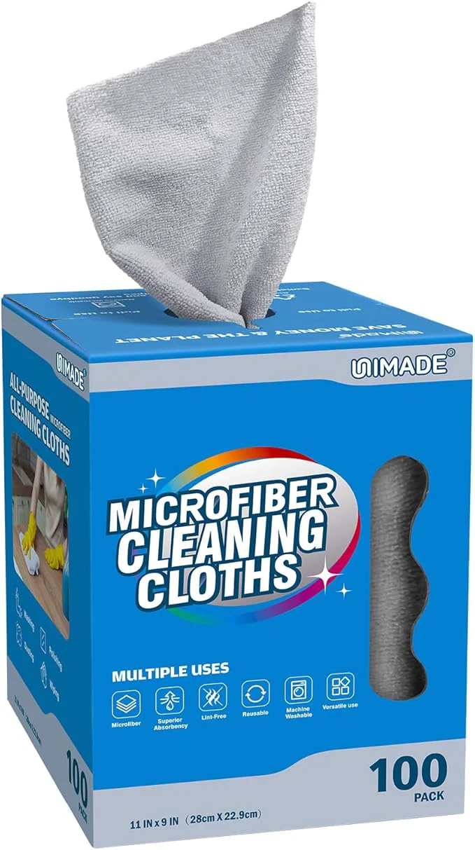 Expertly Made Microfiber Cleaning Cloth 100 Sheets Microfiber Towels for Cars Commercial Grade Washcloths Lint- Bulk Shop Towel Cleaning Rags for Mechanic Restaurant Garage Housekeeping 11 x 9 GreyAbout ThisOverview Effective
