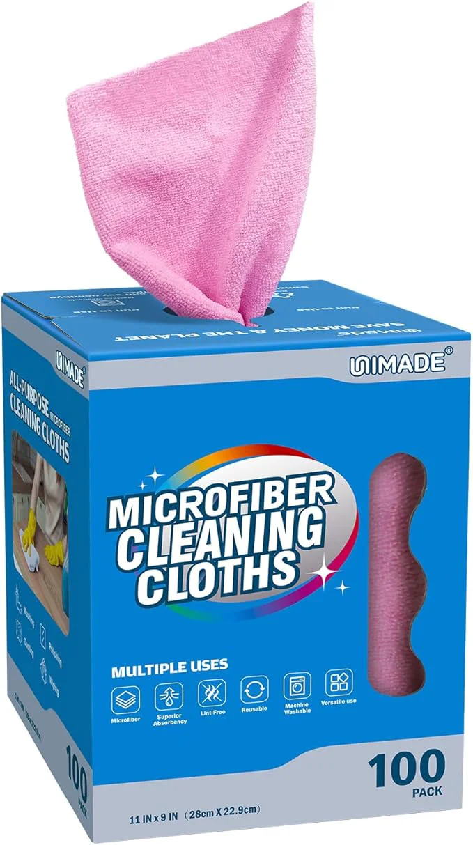Quality Microfiber Cleaning Cloth 100 Sheets Microfiber Towels for Cars Commercial Grade Shop Towel Washcloths Lint- Bulk Cleaning Rags for Mechanic Restaurant Garage Housekeeping 11 x 9 PinkAbout ThisOverview Reusable