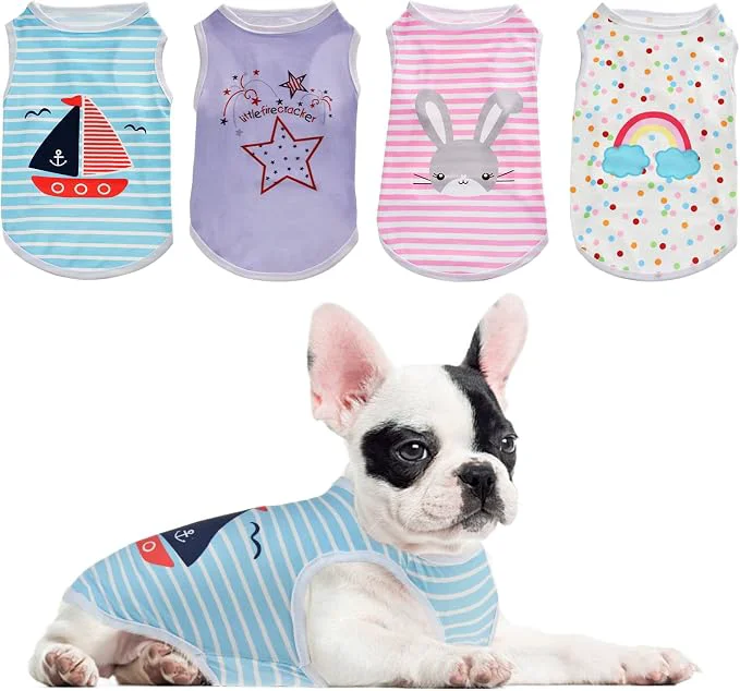 Versatile 4Pcs Dog Cat Shirts Long-Lasting